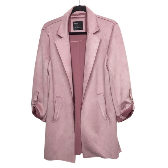 Bershka Dusty Pink Soft Open Front Coat - Picture 1 of 9